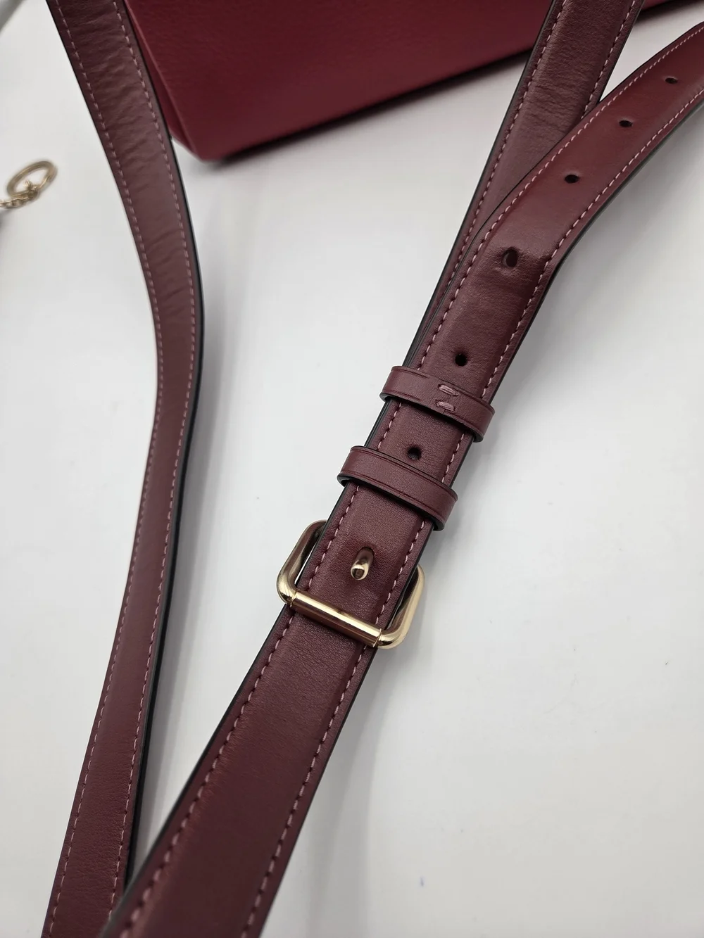 Coach Two-Tone Red & Burgundy Leather Shoulder Bag with Signature Wallet